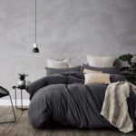 100% Jersey Cotton Quilt Cover Set - Black Marble - King