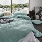 100% Premium Tufted Microfibre Quilt Cover Set - Ultra-Soft, Durable Embroidery Bedding Comforter Set - Machine Washable & Zipper Closure - Sage Green -Super King