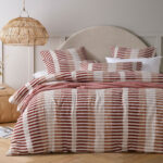 Vintage Design Homewares Tempo Red Cotton Jacquard Quilt Cover Set Queen