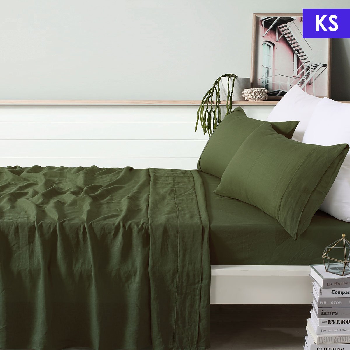 V442 HIN SHEETS LINEN OLIVE KS 83022 00