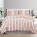 Ardor Cove Rose Dust (Similar to Peach color) Seersucker Waffle Quilt Cover Set King