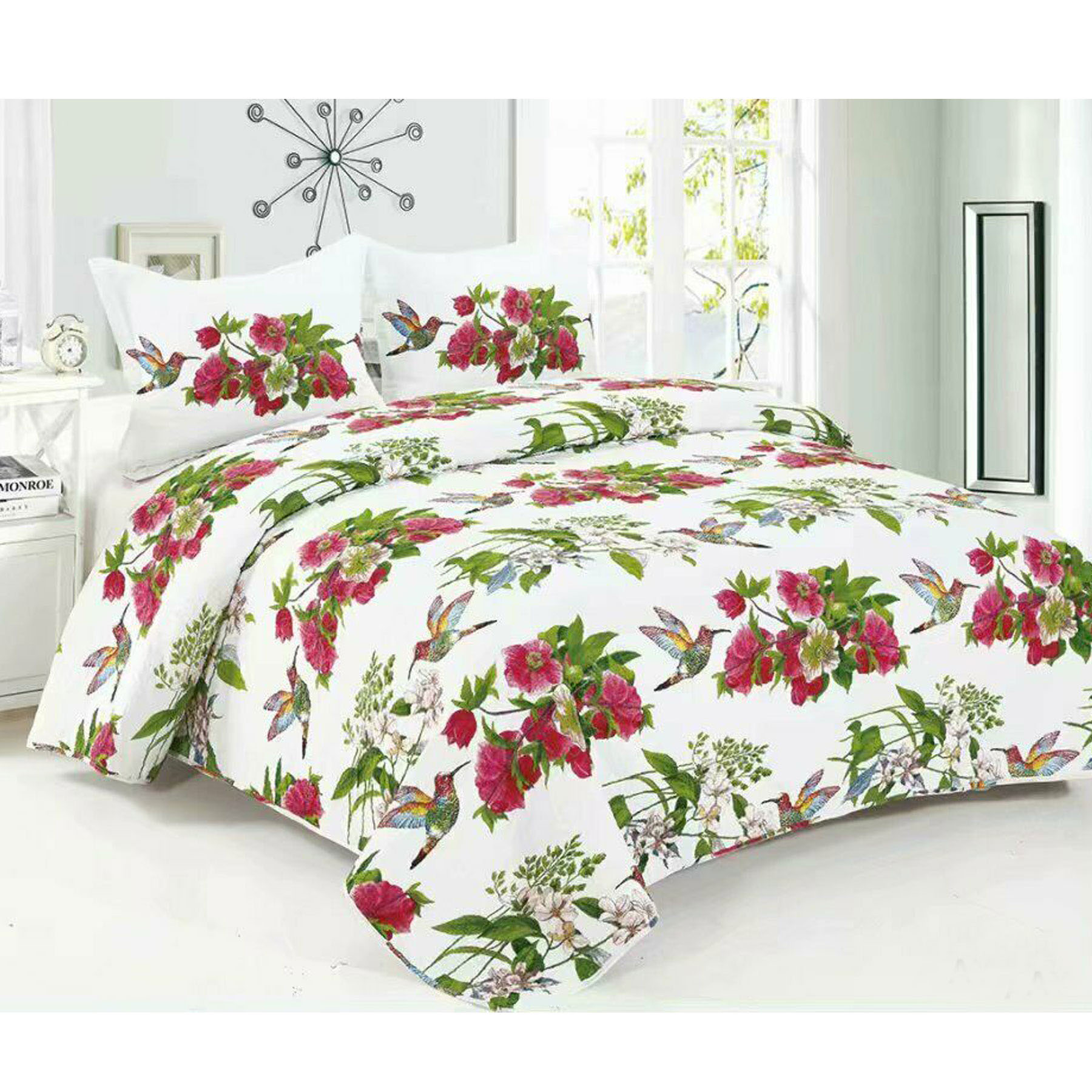 100% Cotton Coverlet Set Hummingbird Multi – Queen