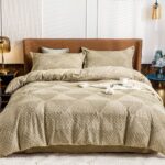 Tufted Textured Jacquard Quilt Cover Set- Beige - Super King Size