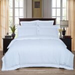 1000TC Ultra Soft Striped King Size White Duvet Quilt Cover Set