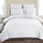 Seersucker Super King Size White Duvet Quilt Cover Set