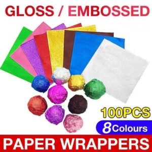 100PCS Tin Foil Aluminium Wrapping Square Chocolate Wrappers 10CM – Green/Gloss