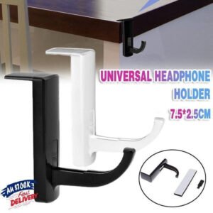 Universal Headphone Hook Desk Edge Mount Adhesive Headset Holder – White