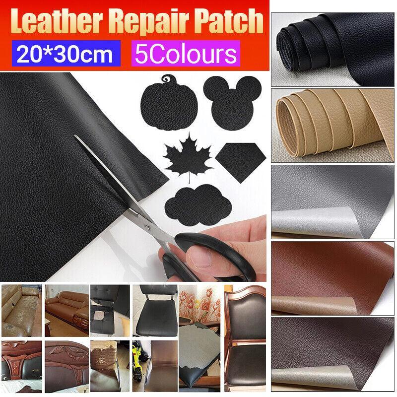 2X Self Adhesive Leather Repair Patches Kit for Sofa Couch Auto Interior Use - Dark Grey 2 V528 LEATHERPATCH DARKGREY 2 99906 202510022154 00
