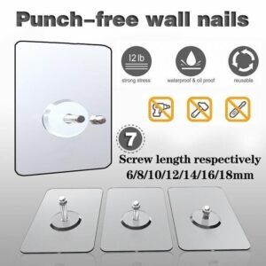 10X Punch-Free Adhesive Wall Hanging Hooks – 10mm
