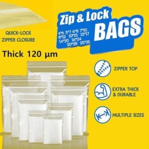 10/100PCS Thick Resealable Ziplock Bags in 12 Sizes Zip Lock Plastic Bags – 8x12cm-100pcs