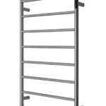 Premium Gunmetal Heated Towel Rack with LED- 8 Bars, Round Design, AU Standard, 1000x620mm Wide