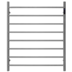 Premium Brushed Nickel Heated Towel Rack with LED control- 8 Bars, Round Design, AU Standard, 1000x850mm Wide