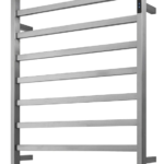 Premium Brushed Nickel Heated Towel Rack with LED control - 8 Bars, Square Design, AU Standard, 1000x850mm Wide