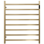 Premium Brushed Gold Heated Towel Rack With LED control- 8 Bars, Square Design, AU Standard, 1000x850mm Wide