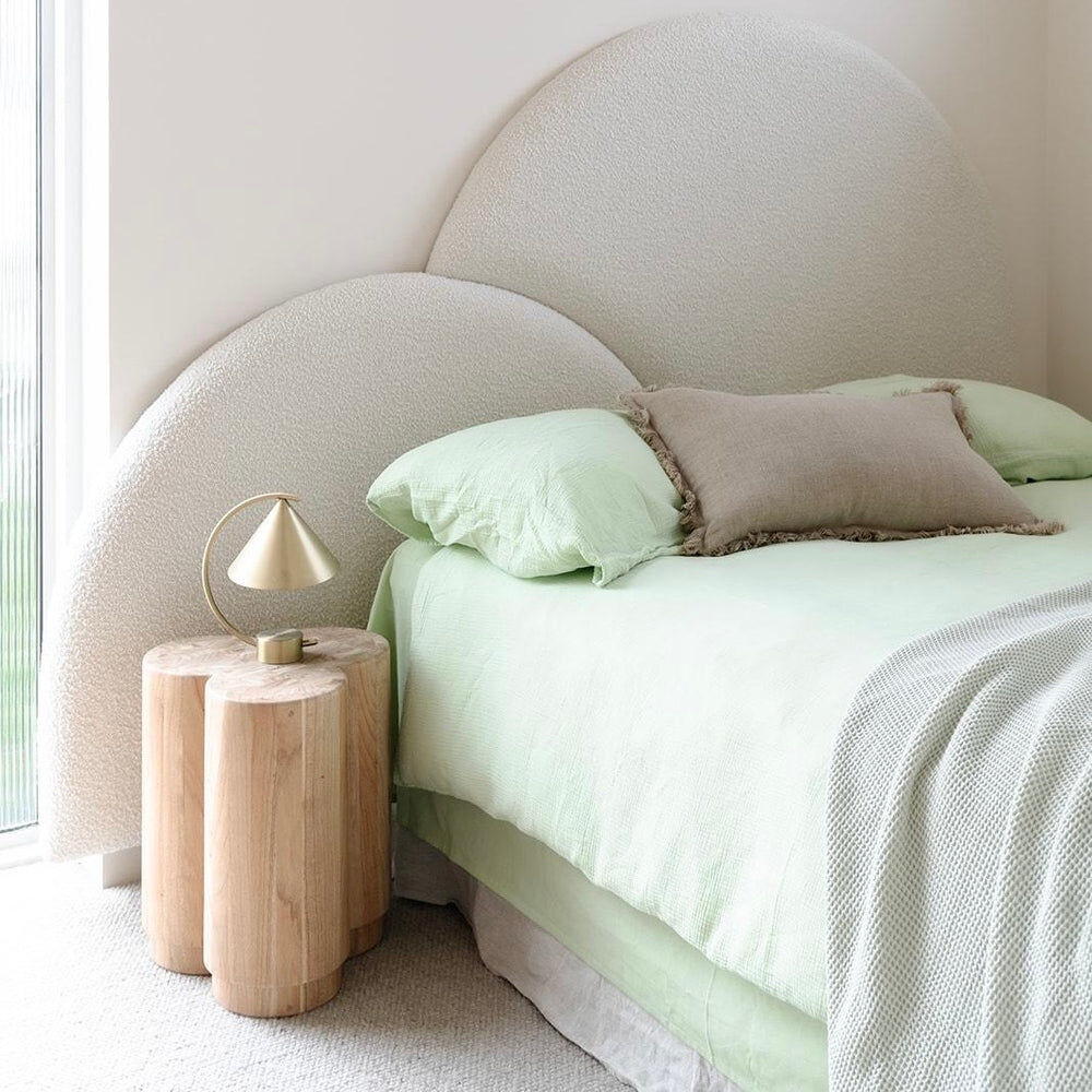 100% Cotton Muslin Duvet Quilt Cover Set w/ 2 Pillow Cases in Pastel Green – Double