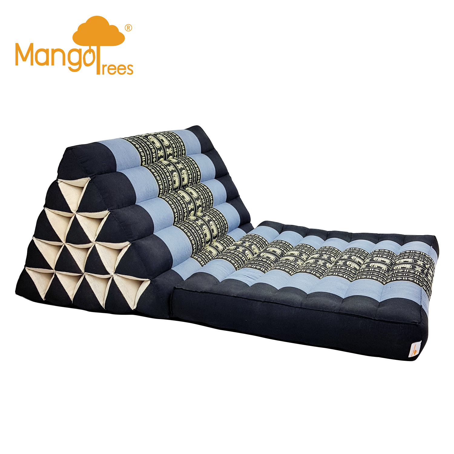 Jumbo 1 FOLD Thai Triangle Pillow Mat BlueEle - Wood Factory Furniture