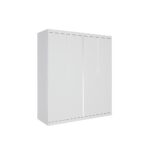 4 Door White Wardrobe Cabinet – Hanging Rail, Shelves & White Handles