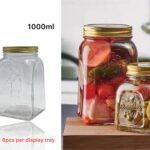 bulk 18 Glass Square Jar w Gold Metal Lid 1000ml