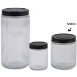 bulk 24 Ribbed Glass Jar With Metal Lid 550ml 9x11cm