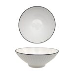 bulk 24 Sorrento Porcelain Embossed Soup Bowl w Black Rim 8" 20cm