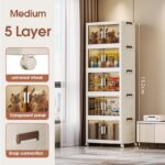 Stackable Storage Boxes with Transparent Doors - Modular Organizer for Home & Pantry 55*32*152cm (5 layer )