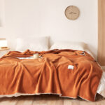 200*230CM Orange Ultra-Soft Dual-Sided Waffle & Plush Fleece Blanket - Large Cozy Throw for Bed & Sofa
