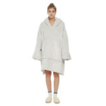White Oversized Wearable Blanket Hoodie - Ultra Soft & Cozy Snuggle Pullover for Adults