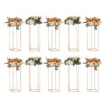 VEVOR 10PCS 31.5inch/80cm High Wedding Flower Stand, With Acrylic Laminate,Metal Vase Column Geometric Centerpiece Stands, Gold Rectangular Floral Display Rack for Events Reception, Party Decoration