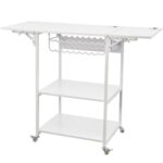 VEVOR Heat Press Table 3Tier Movable Heat Press Stand Foldable with Wheels White