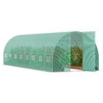 VEVOR Walk-in Tunnel Greenhouse 27.38x9.5x7.38ft Galvanized Frame PE Cover Green