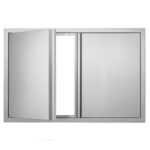 VEVOR BBQ Access Door, 914x610 mm Double Outdoor Kitchen Door, Stainless Steel Flush Mount Door, Wall Vertical Door with Recessed Handles , for BBQ Island, Grilling Station, Outside Cabinet
