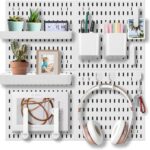 Pegboard Combination Kit with 4 Pegboards and 18 Accessories Modular Hanging for Wall Organiser