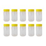 10x 500g Plastic Honey Jars + Lids - Round Clear Food Grade Packaging Containers