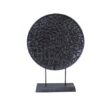Round Pressed Gold Table Decor - Black