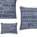 Pack of 4 Denim Sunshine Wording Cushion Cover Cruises, Caribbean, Love etc