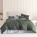 Vintage Washed Microfibre Quilt Cover Set (2Pcs) - Khaki Green - Single Size