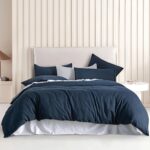 Vintage Washed Microfibre Quilt Cover Set (2Pcs) - Navy - Single Size