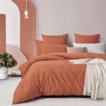 100% Cotton Vintage Washed Bed Quilt Cover Set - Brick - Single