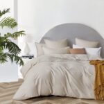 100% Cotton Vintage Washed Bed Quilt Cover Set - Natural - Single