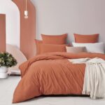 100% Cotton Vintage Washed Bed Quilt Cover Set - Brick - Double Size