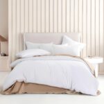 Vintage Washed Microfibre Quilt Cover Set (3Pcs) - White - Queen Size