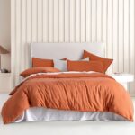 Vintage Washed Microfibre Quilt Cover Set (3Pcs) - Terracotta - Super King Size