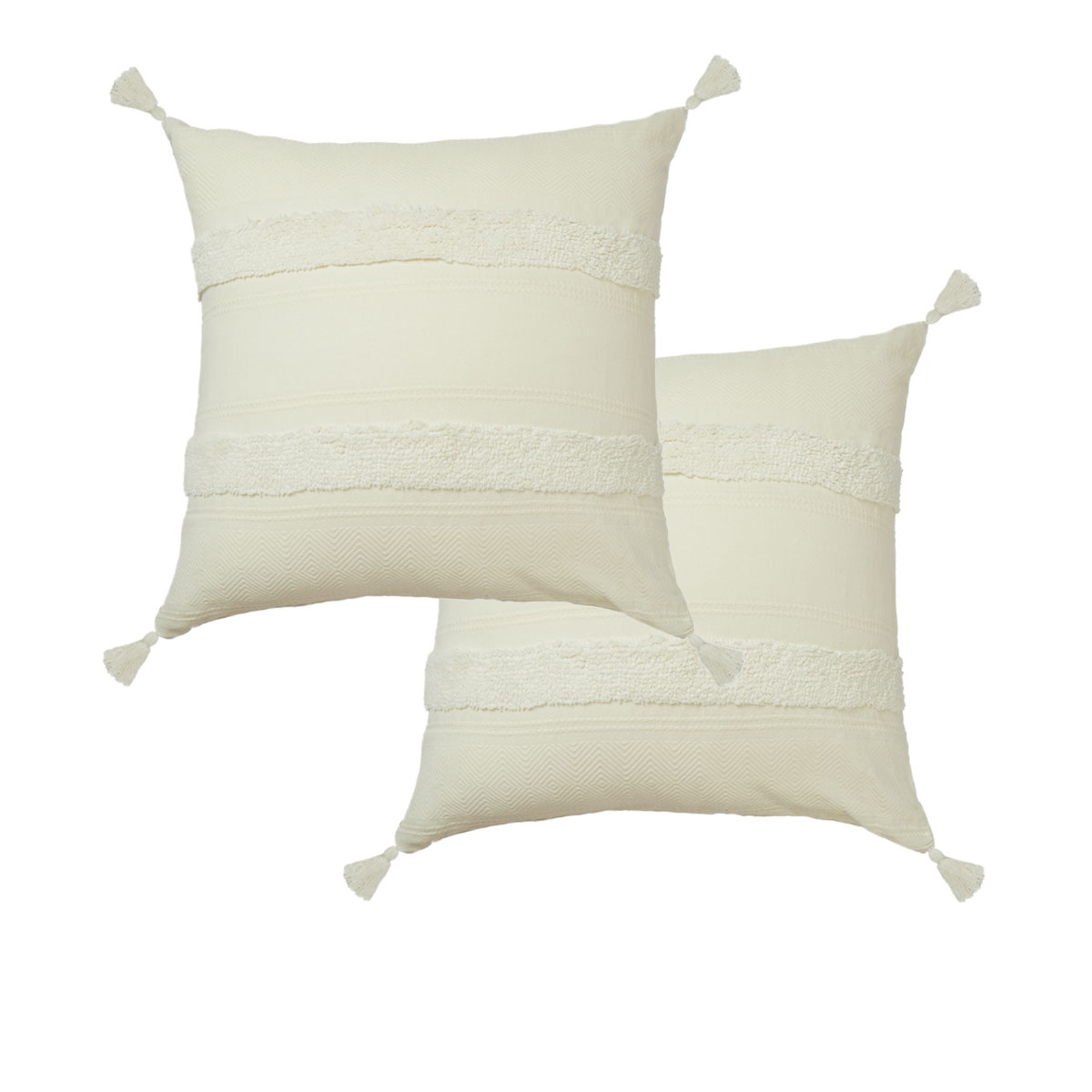 Accessorize Pair of Indra Cotton Tassel European Pillowcases – Off White
