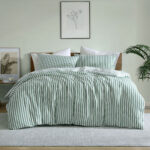 Ardor Frankie Sage Stripe Yarn Dyed Reversible Quilt Cover Set King