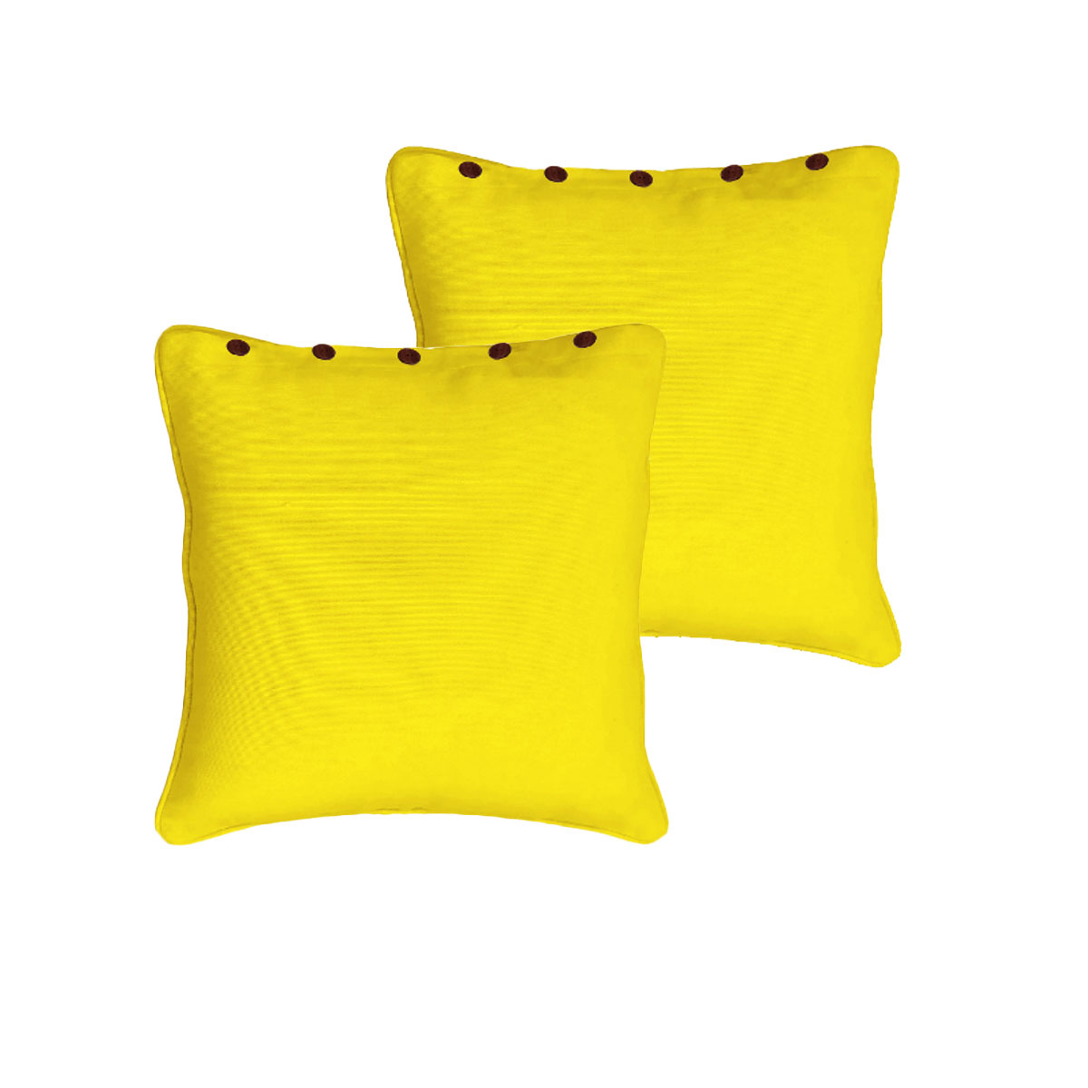 Rans Pair of London Cotton European Pillowcases with Buttons Yellow 1 V442 RAN PILLOWC LONDONBUTTON YELLOW SQ 208749 00