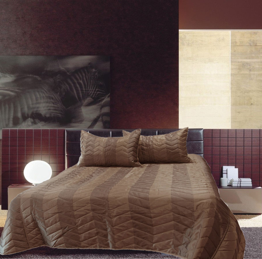 Rapee Faux Silk Coverlet Set Zig Zag Brown – Queen