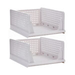 2Pcs Stackable Wardrobe Storage DIY Closet Organizer Clothes Shelf Rack(2*Large )