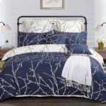 Tree Reversible Queen Size Blue Duvet Quilt Cover Set