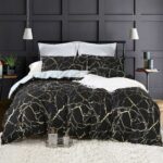 Reversible Design Queen Size Black Duvet Quilt Cover Set