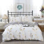 Reversible Design Queen Size White Duvet Quilt Cover Set